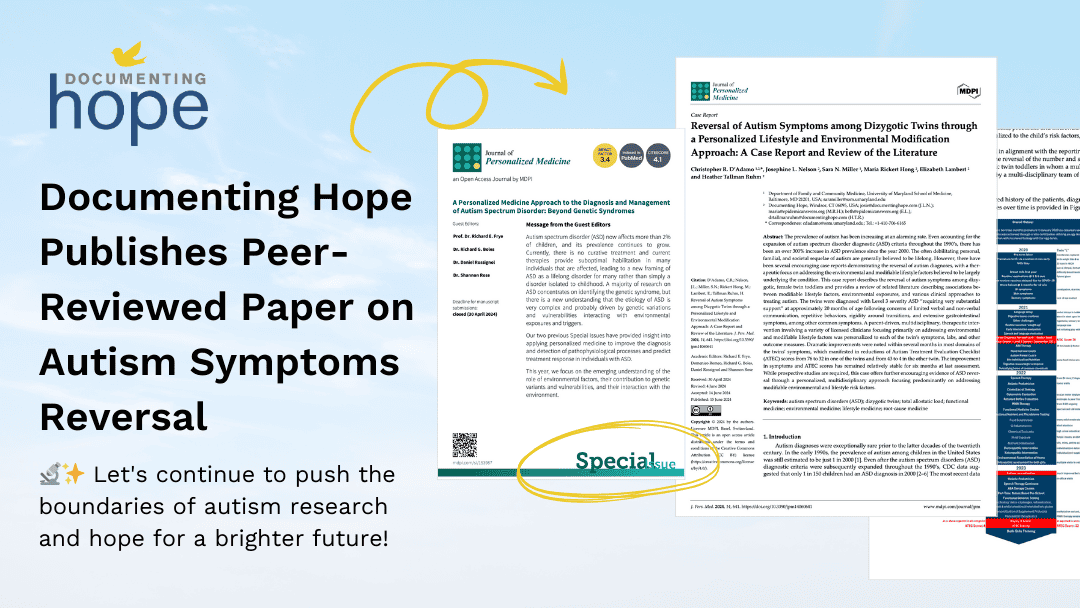 Documenting Hope Publishes Peer-Reviewed Paper on Autism Symptoms Reversal 